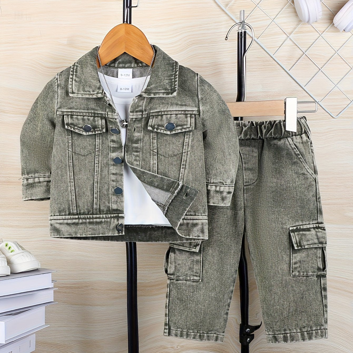 2pc Boys' Western Cowboy Outfit: Denim Jacket & Jeans Set