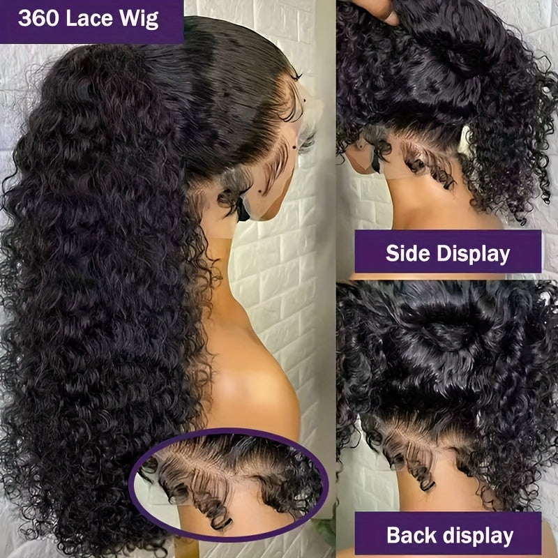 360 HD Full Lace Deep Curly Human Hair Wig (250% Density)