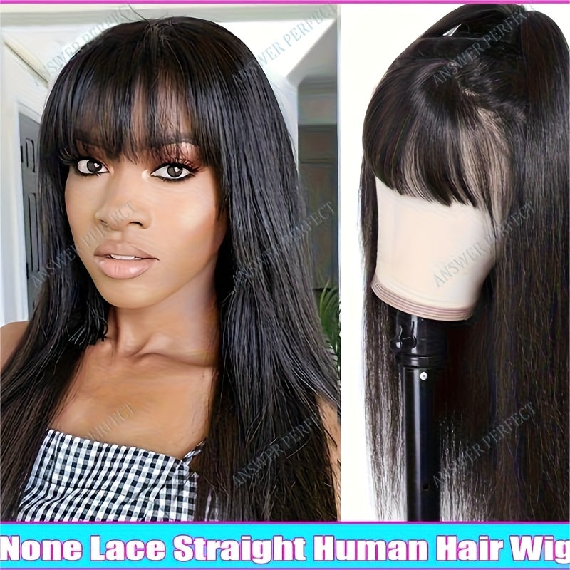 250% Density Brazilian Virgin Straight Wig with Bangs