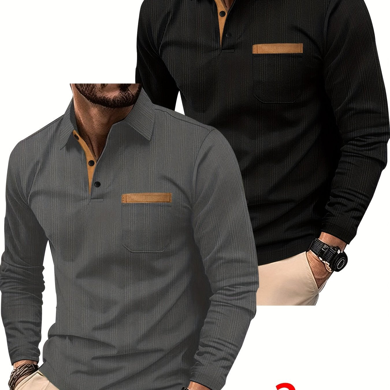 Pearson OBM Men’s Jacquard Color-Block Golf Polo (2-Pack)