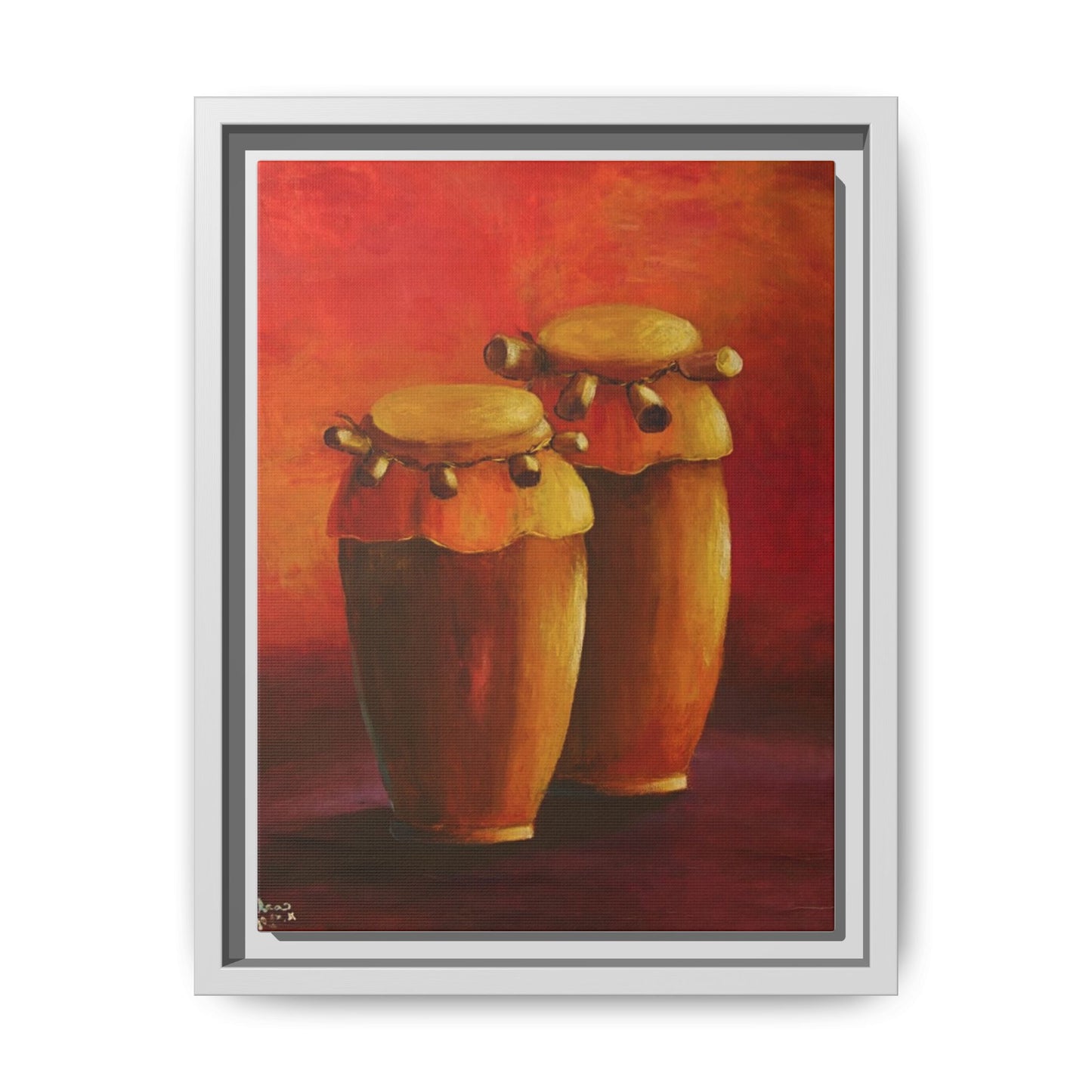Canvas Wall Art - Haiti Cultural Drum, Matte Canvas, Framed