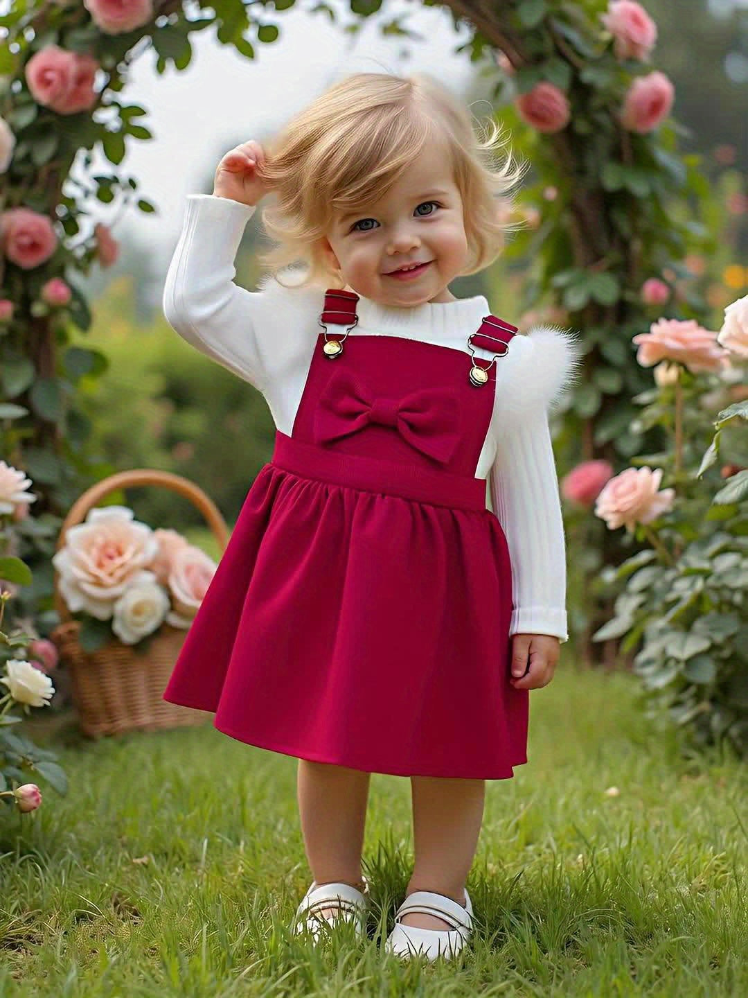 2pc Fluffy Sleeve Smock Dress Winter Set