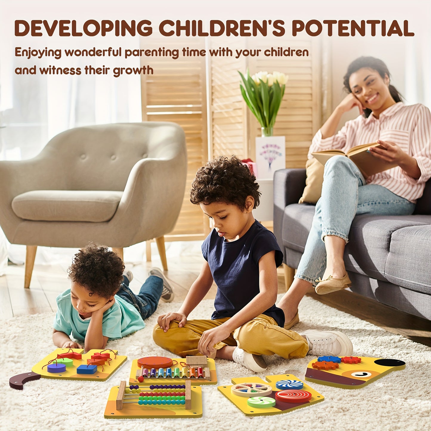 12-in-1 Interactive Dog Activity Wall Busy Board for Toddlers