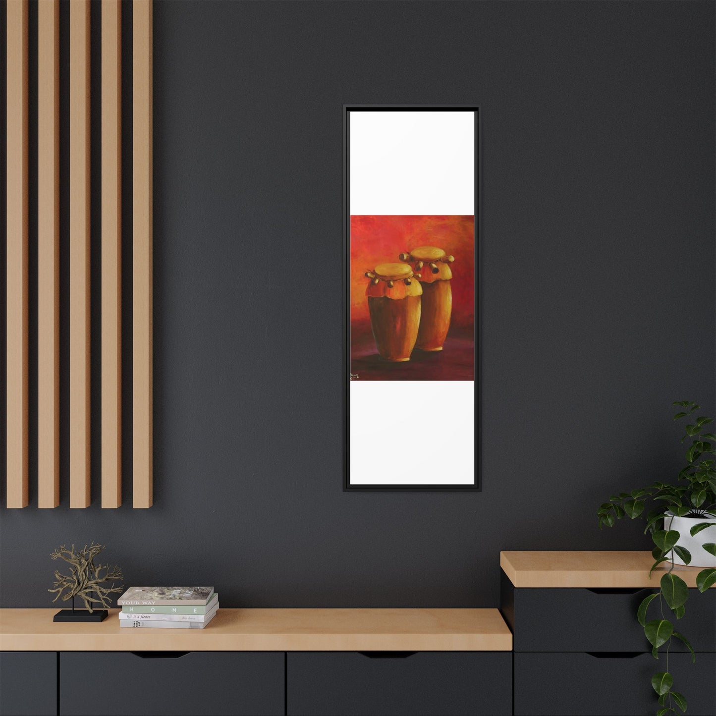 Canvas Wall Art - Haiti Cultural Drum, Matte Canvas, Framed