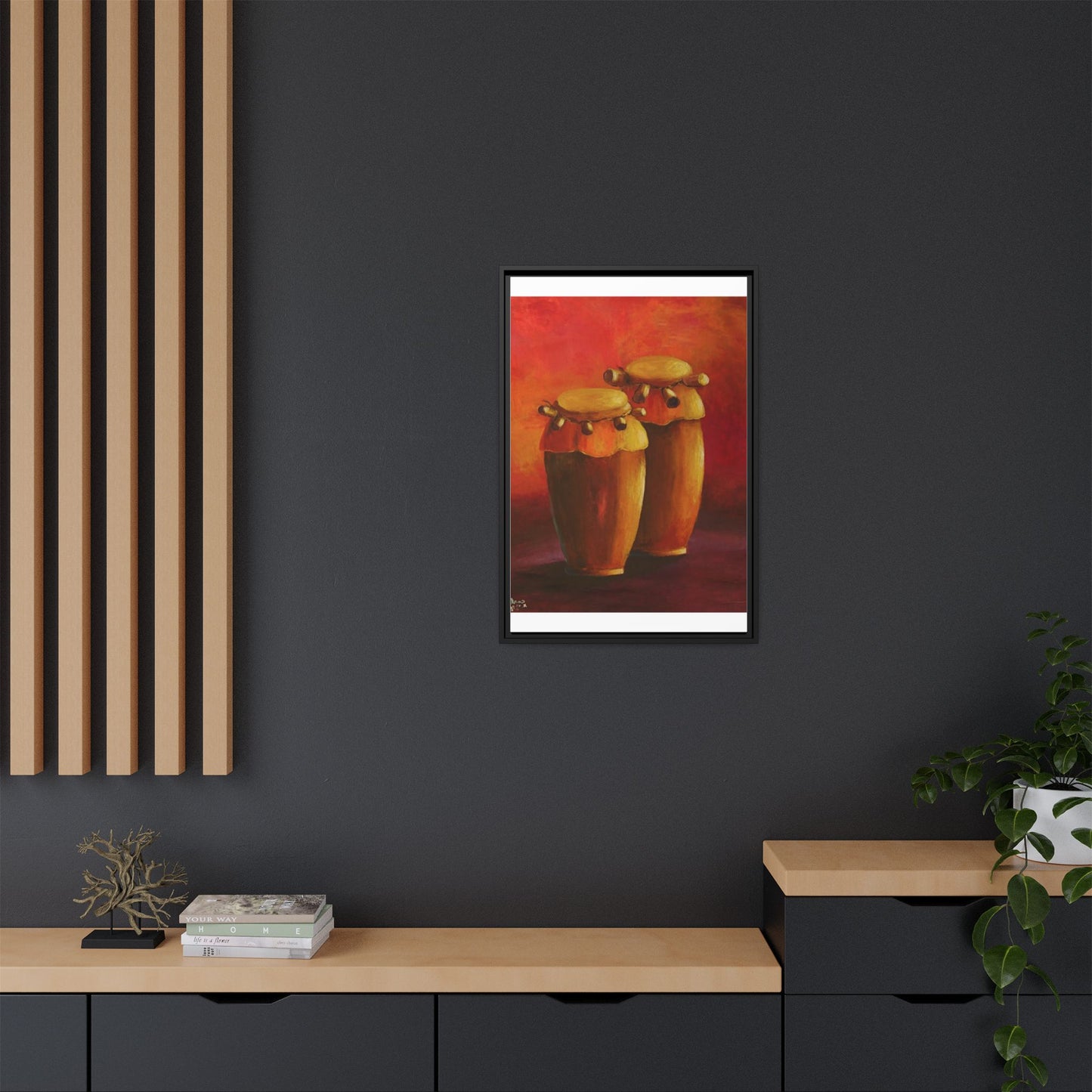 Canvas Wall Art - Haiti Cultural Drum, Matte Canvas, Framed