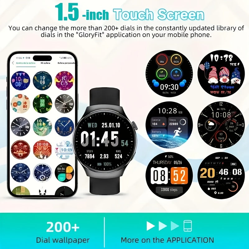 Silicone Strap Smartwatch for Men and Women | Call-making and Answering, Pedometer, Calorie Counter, Multiple Exercise Modes, Remote Camera Control, Music Playback, Alarm, 180mAh Lithium Battery, 1.5-inch HD Circular Touchscr