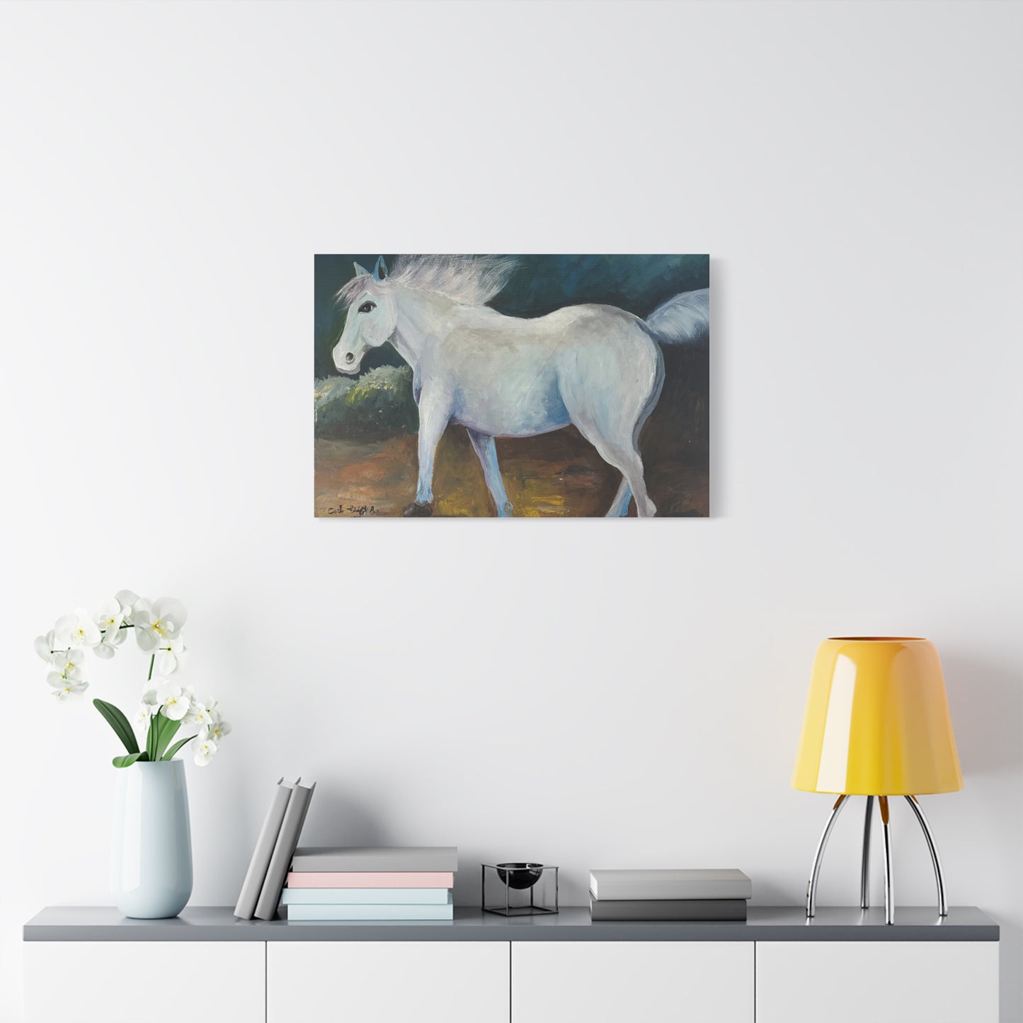 Canvas Art Print - White Horse