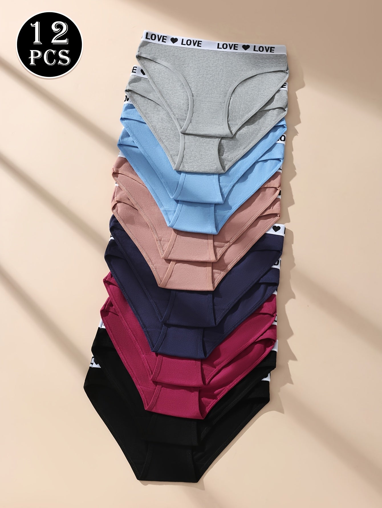 12-Pack Mixed Color Women's Sports Underwear - Soft, Breathable, and Elastic Daily Wear