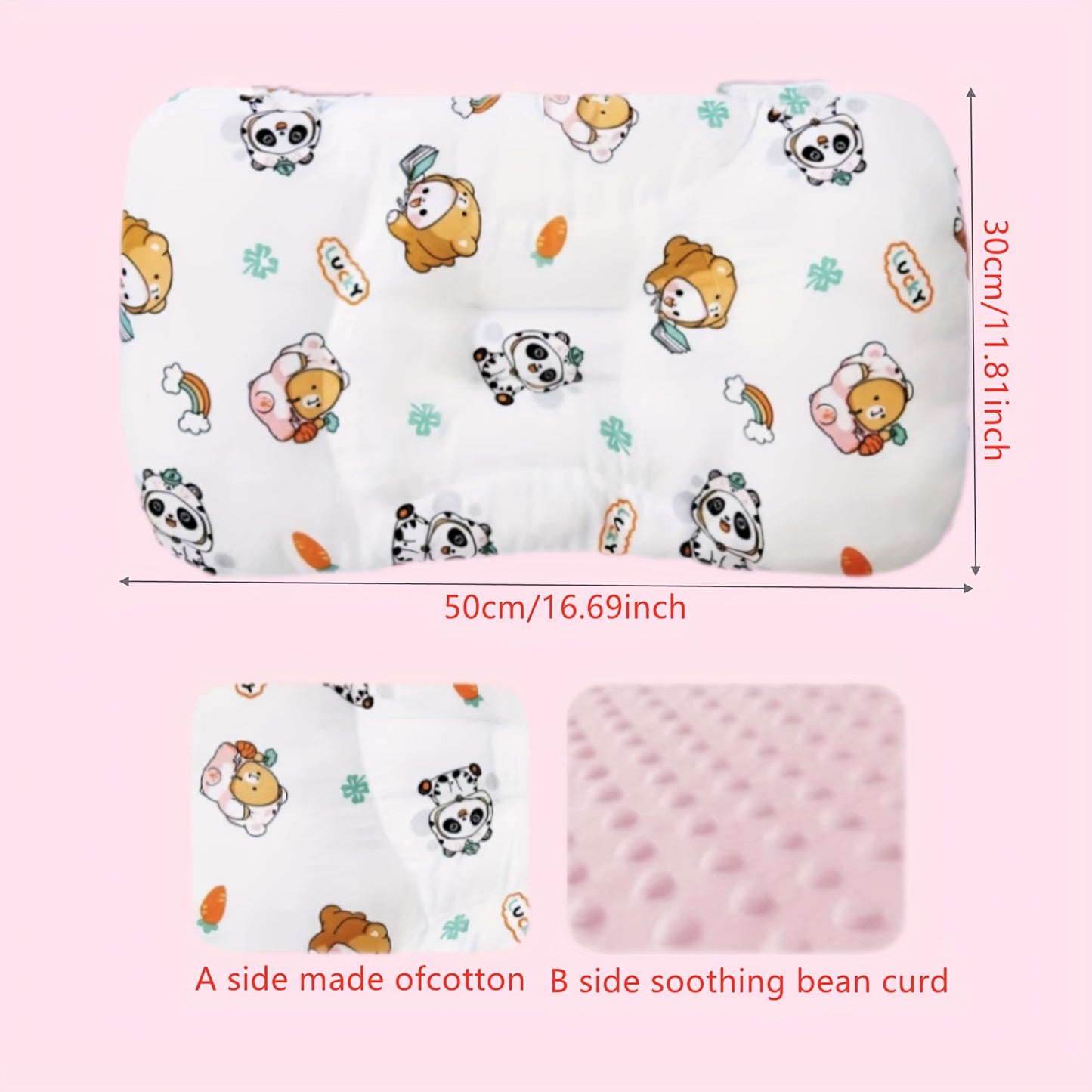 🦖 Cute Dinosaur & Panda Kids' Pillow (19.7x11.8 in): A-Grade Safe, Soft & Breathable (Machine Washable)