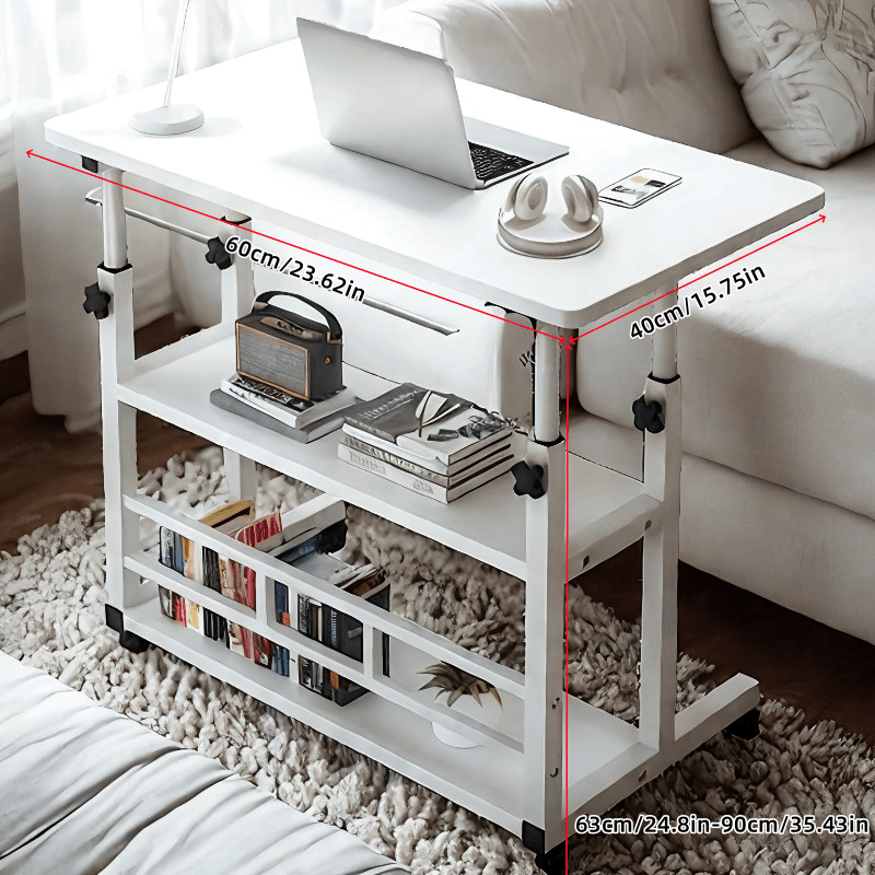 Height-Adjustable Mobile Computer Desk with Wheels