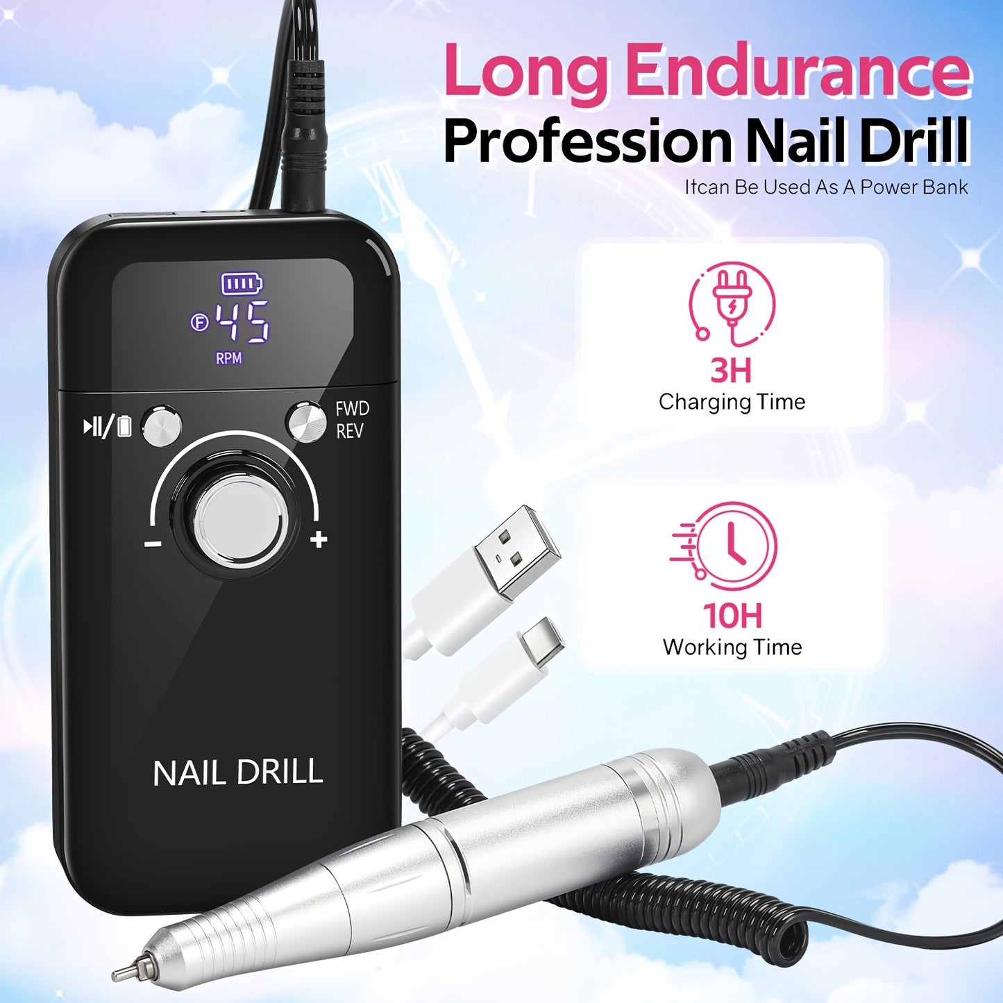 Professional Electric Nail Drill Machine (45000RPM)