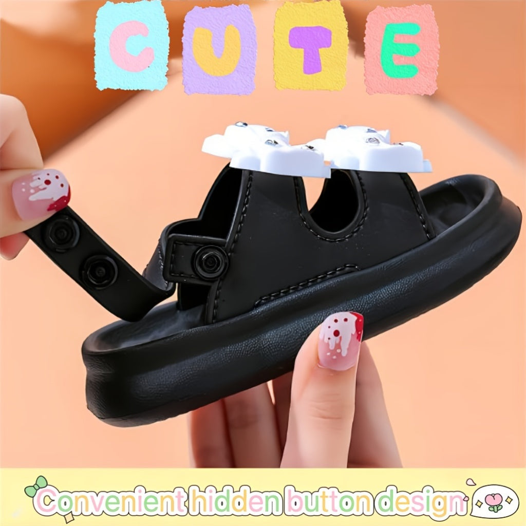 Trendy Cute Bowknot Open Toe Sandals For Girls, Breathable Non-slip Sandals For Indoor Outdoor Beach