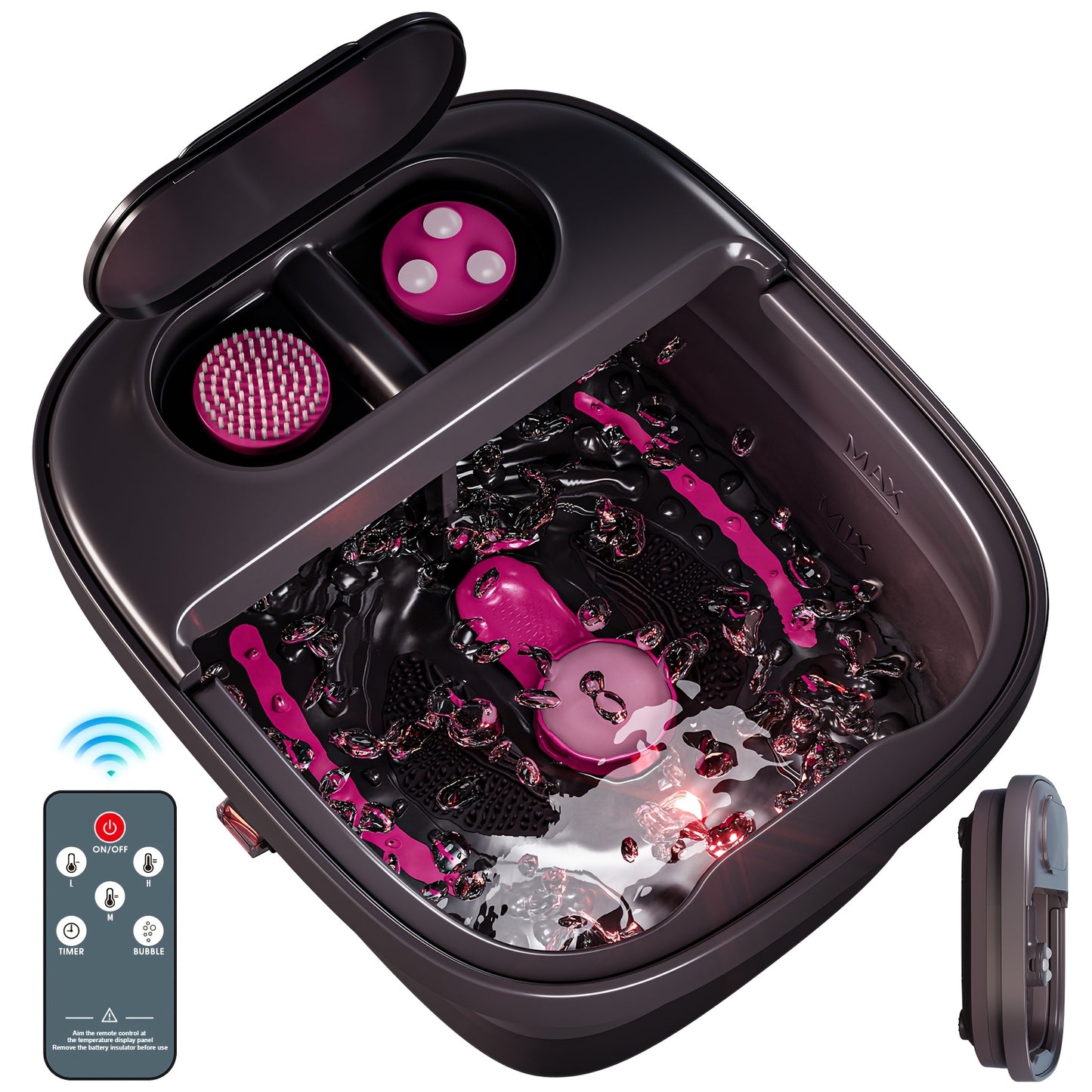 Collapsible Foot Spa with Heat, Bubbles, & Remote Control