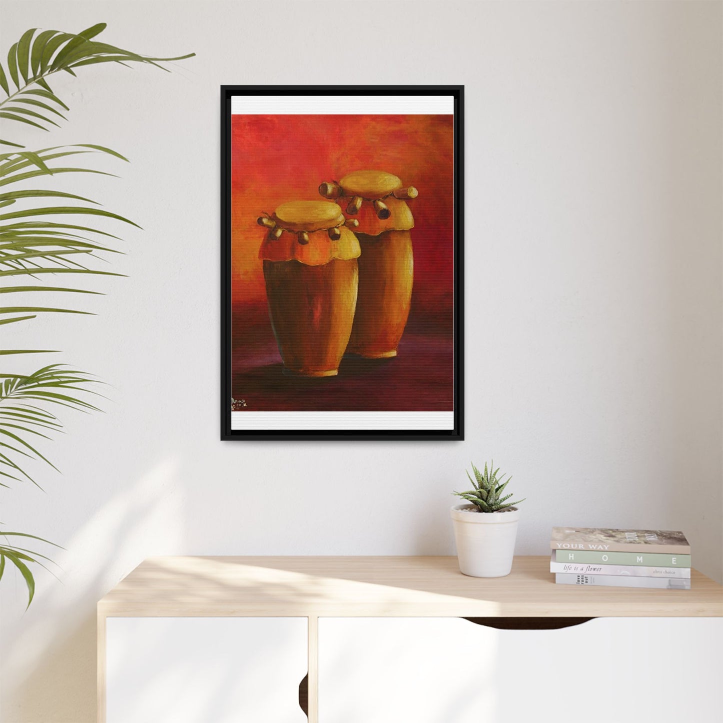 Canvas Wall Art - Haiti Cultural Drum, Matte Canvas, Framed