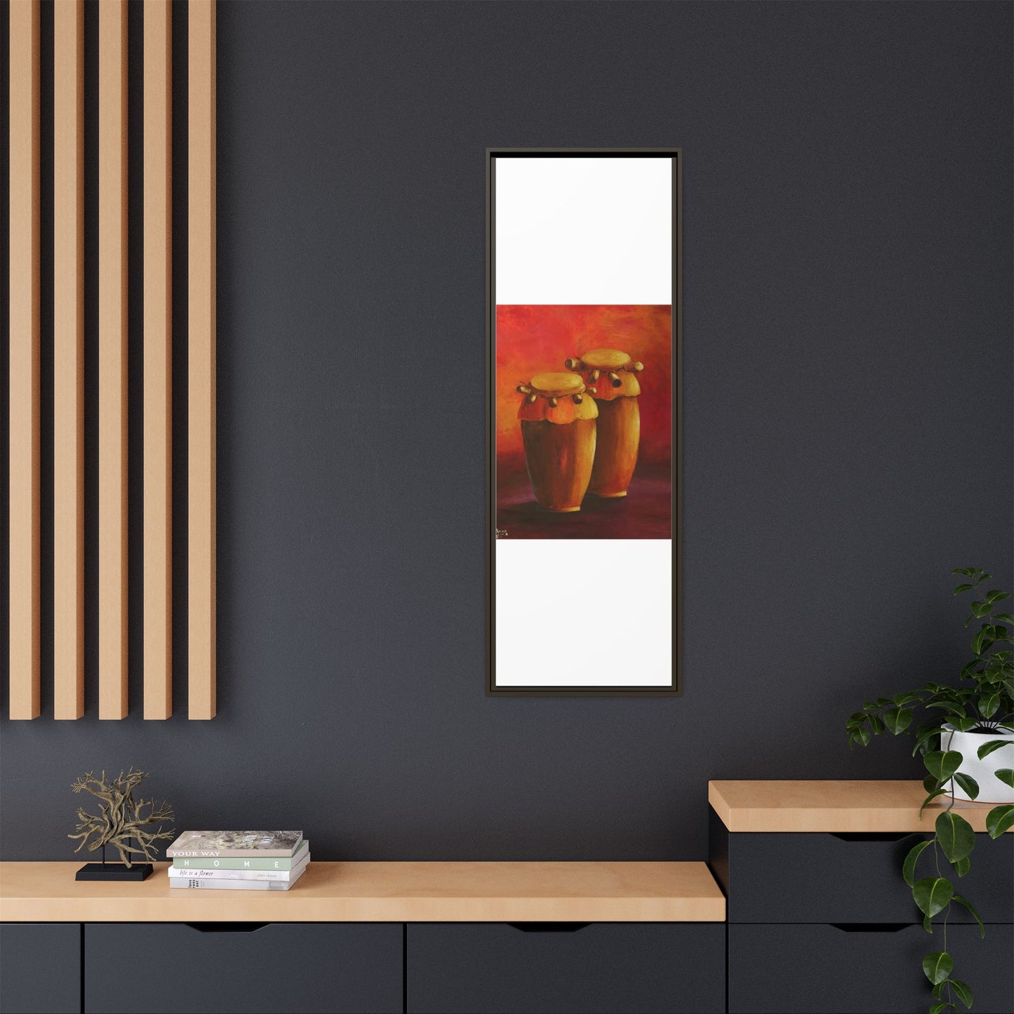 Canvas Wall Art - Haiti Cultural Drum, Matte Canvas, Framed