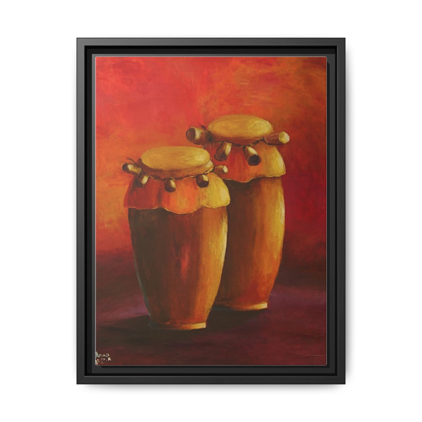 Canvas Wall Art - Haiti Cultural Drum, Matte Canvas, Framed