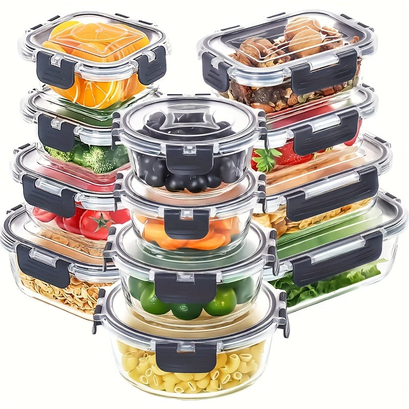 12-Piece Glass Food Storage Containers with Airtight Leak-Proof Lids