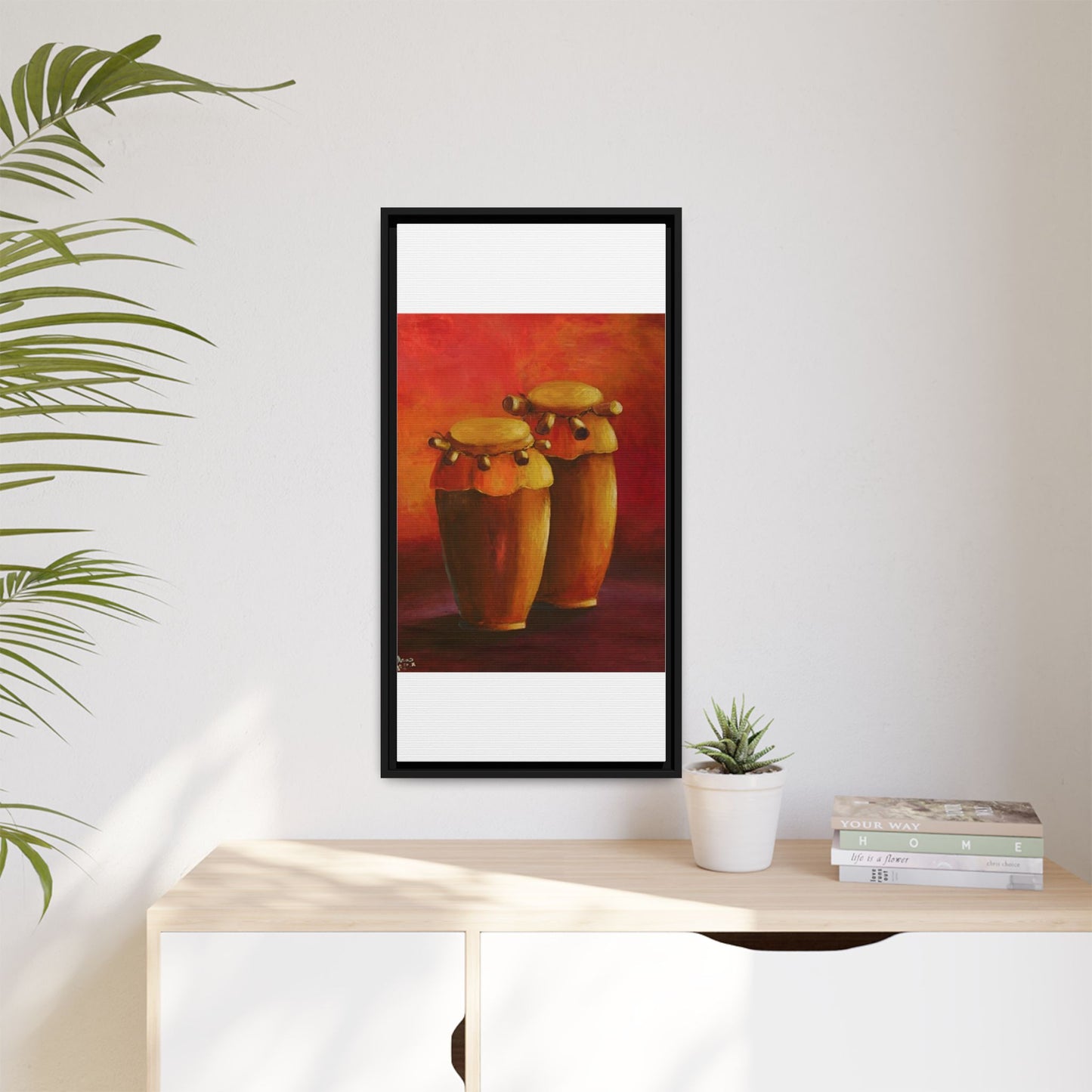 Canvas Wall Art - Haiti Cultural Drum, Matte Canvas, Framed