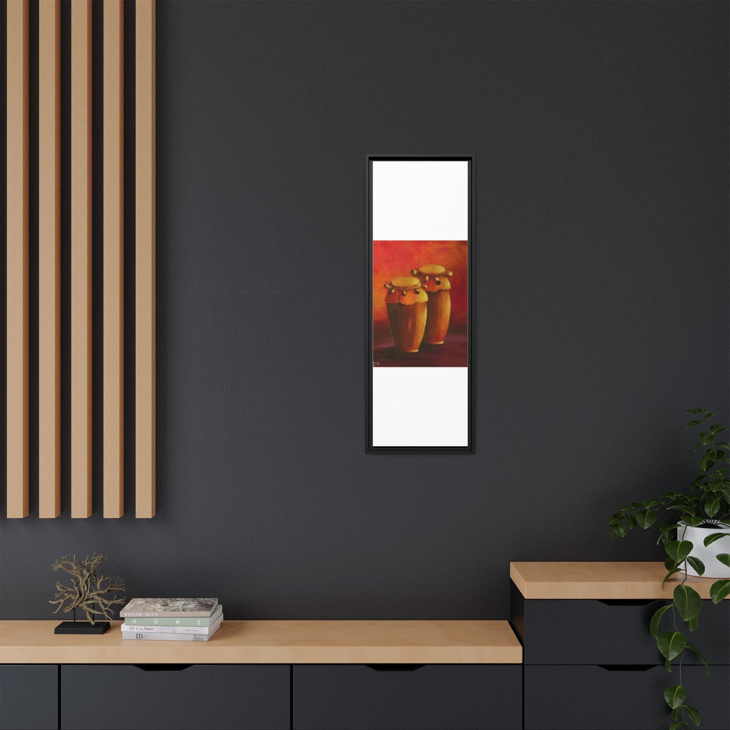 Canvas Wall Art - Haiti Cultural Drum, Matte Canvas, Framed