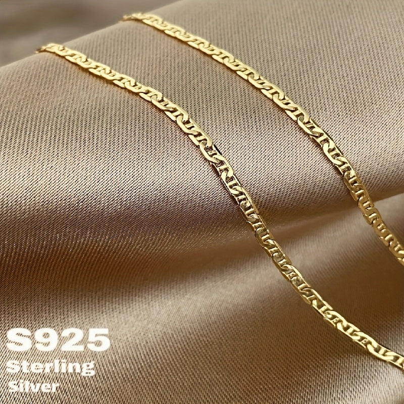 S925 Sterling Silver Pig Nose Necklace, 24K Gold Plated Marina Link Chain, Gift for Teenager