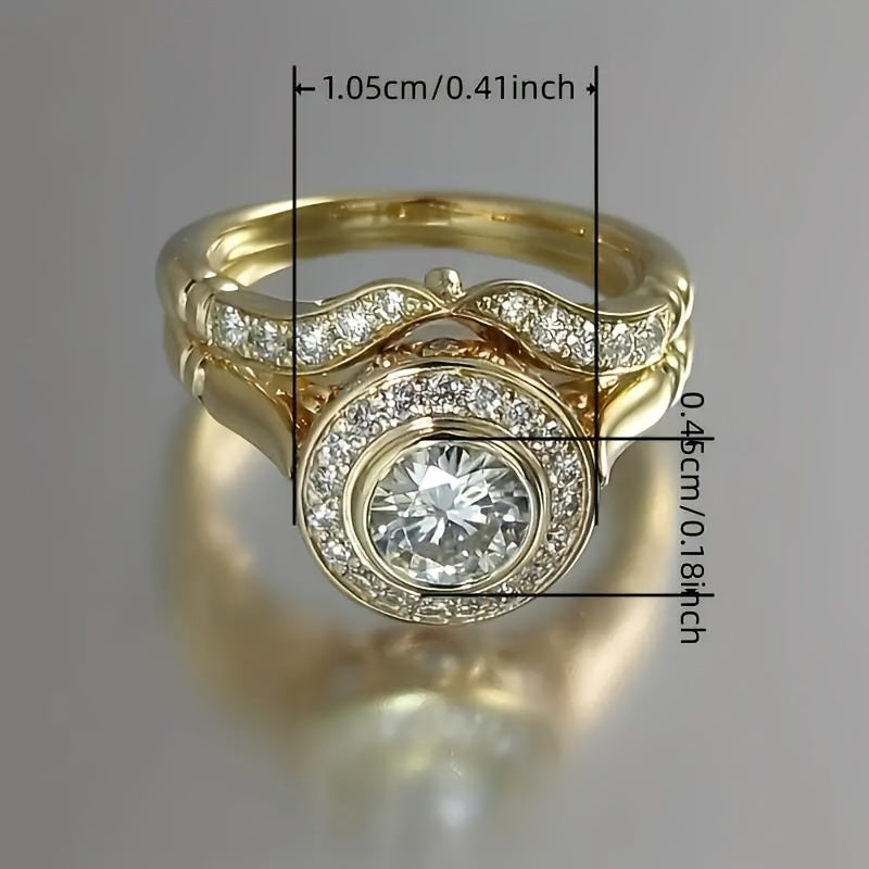 Set of 2 Fashion 18k Gold-Plated Rings for Special Occasions