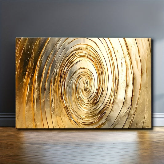 1 Unique Style Solid Wood Frame Canvas Painting Minimalist Golden Circle (1) Perfect For Home Decoration, Festive Occasions And Gifts For Him/her. Suitable For Living Room And Bedroom, Ready To Hang, 2D