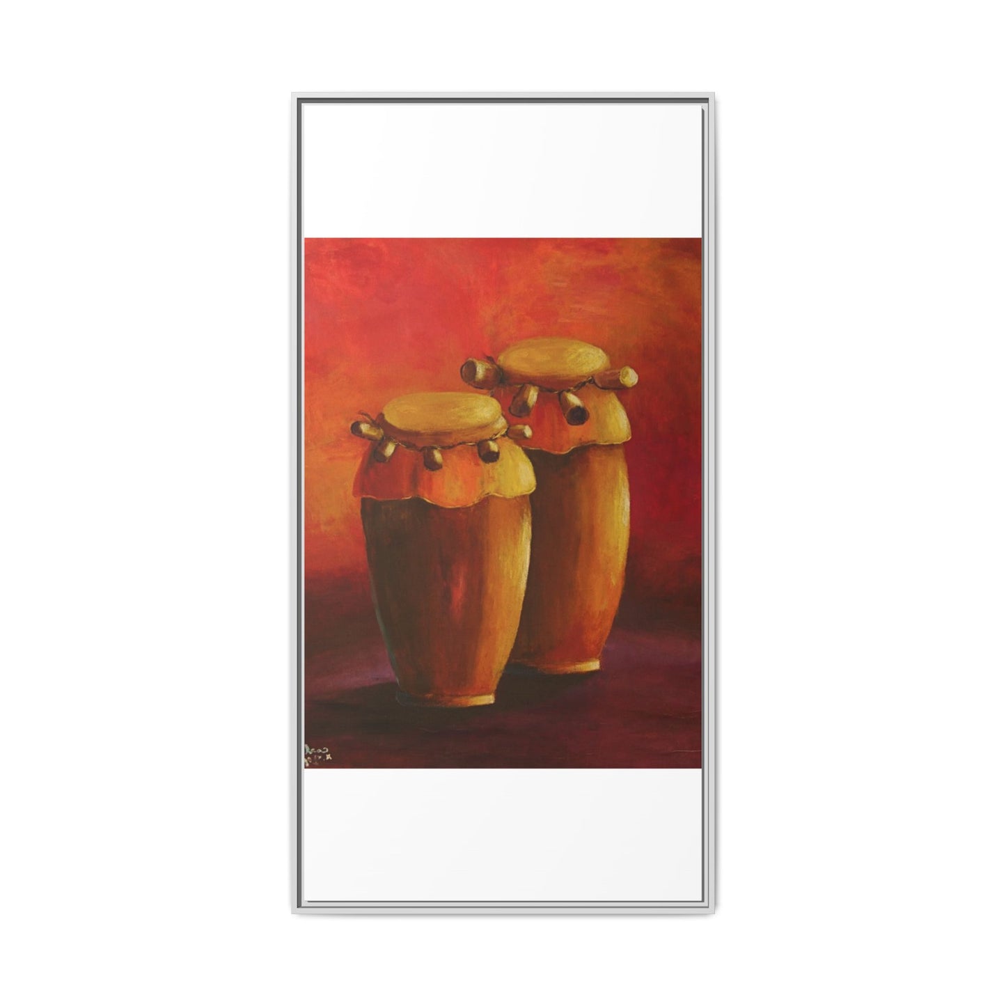 Canvas Wall Art - Haiti Cultural Drum, Matte Canvas, Framed