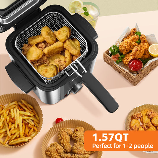 Stainless Steel Deep Fryer with Odor Filter & Viewing Window