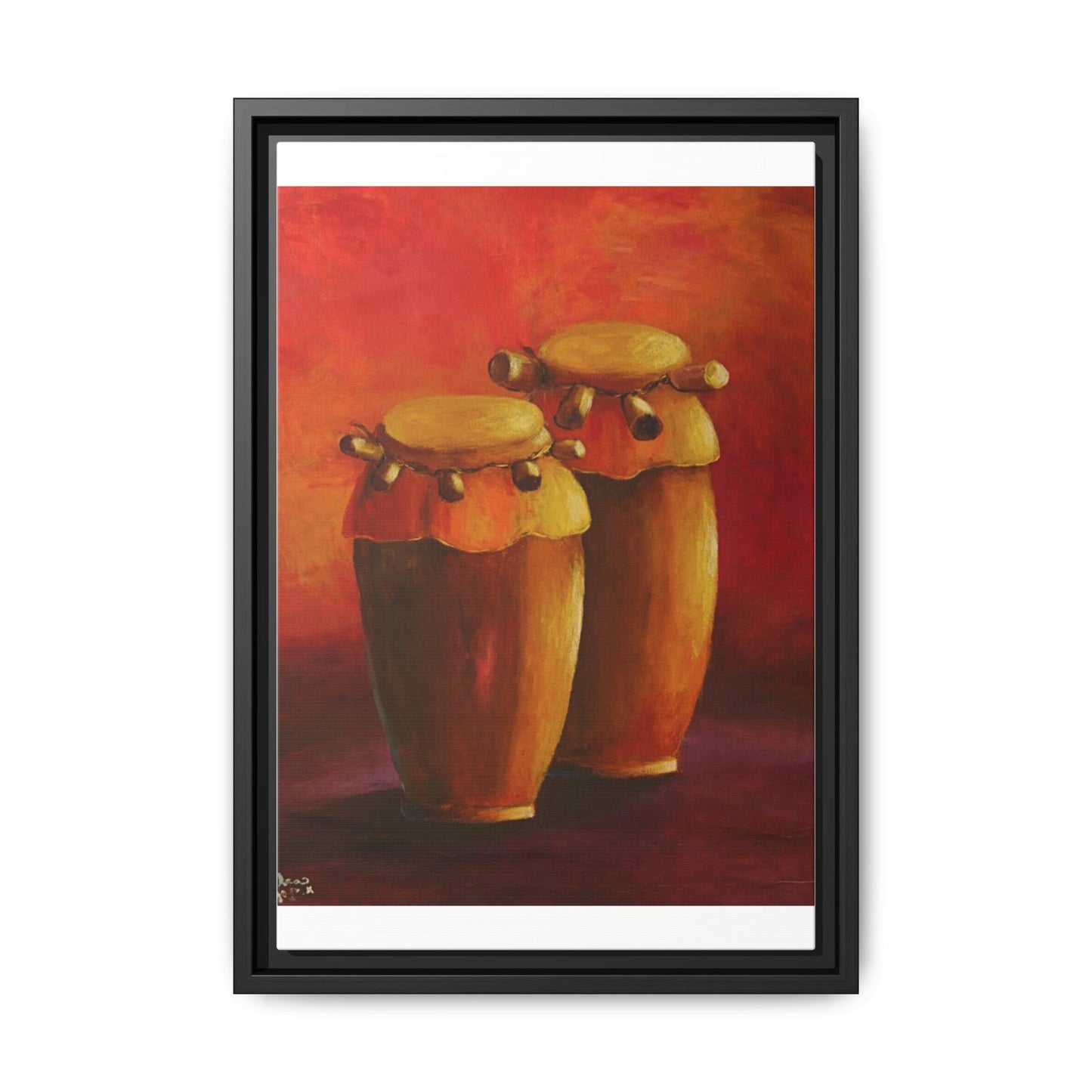 Canvas Wall Art - Haiti Cultural Drum, Matte Canvas, Framed