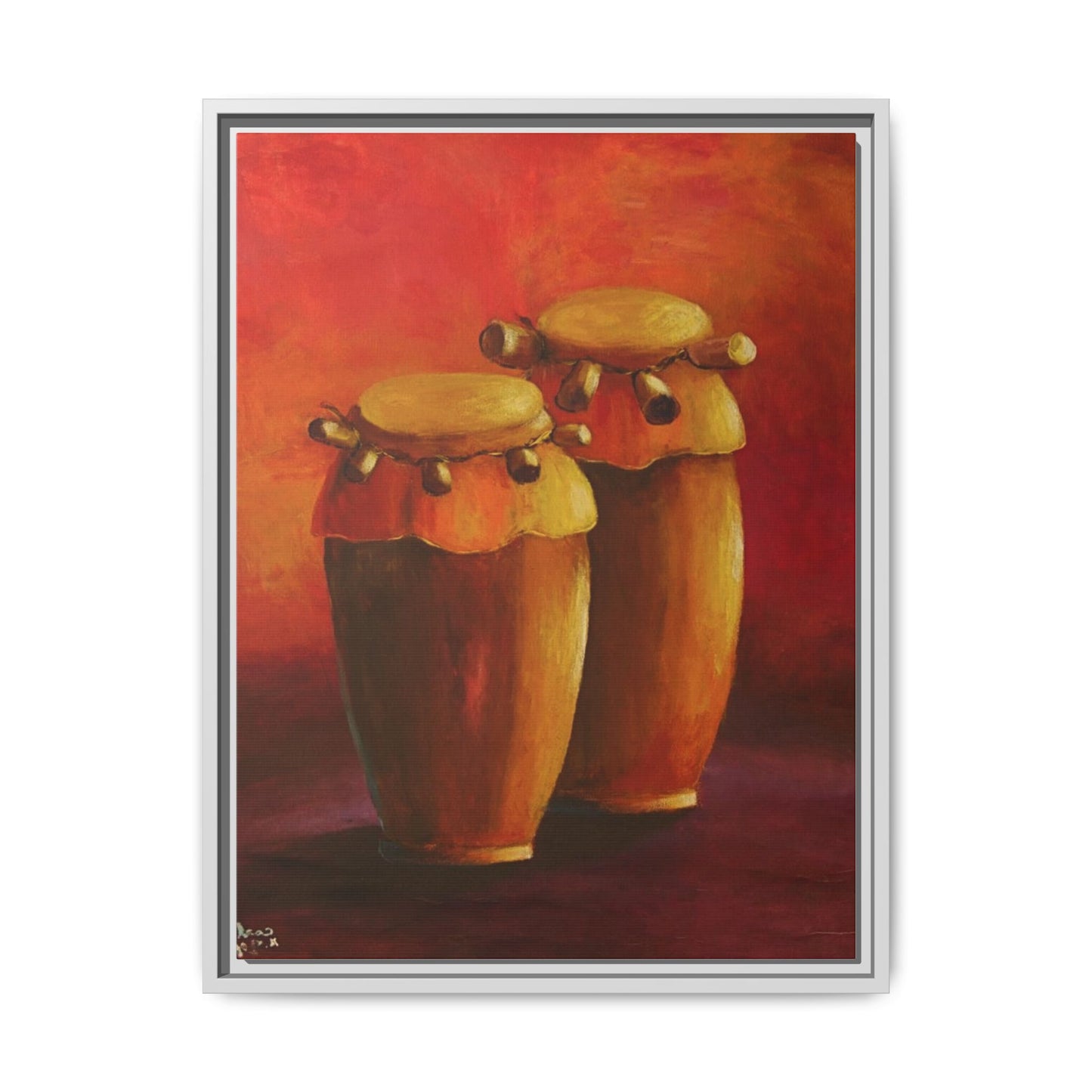Canvas Wall Art - Haiti Cultural Drum, Matte Canvas, Framed