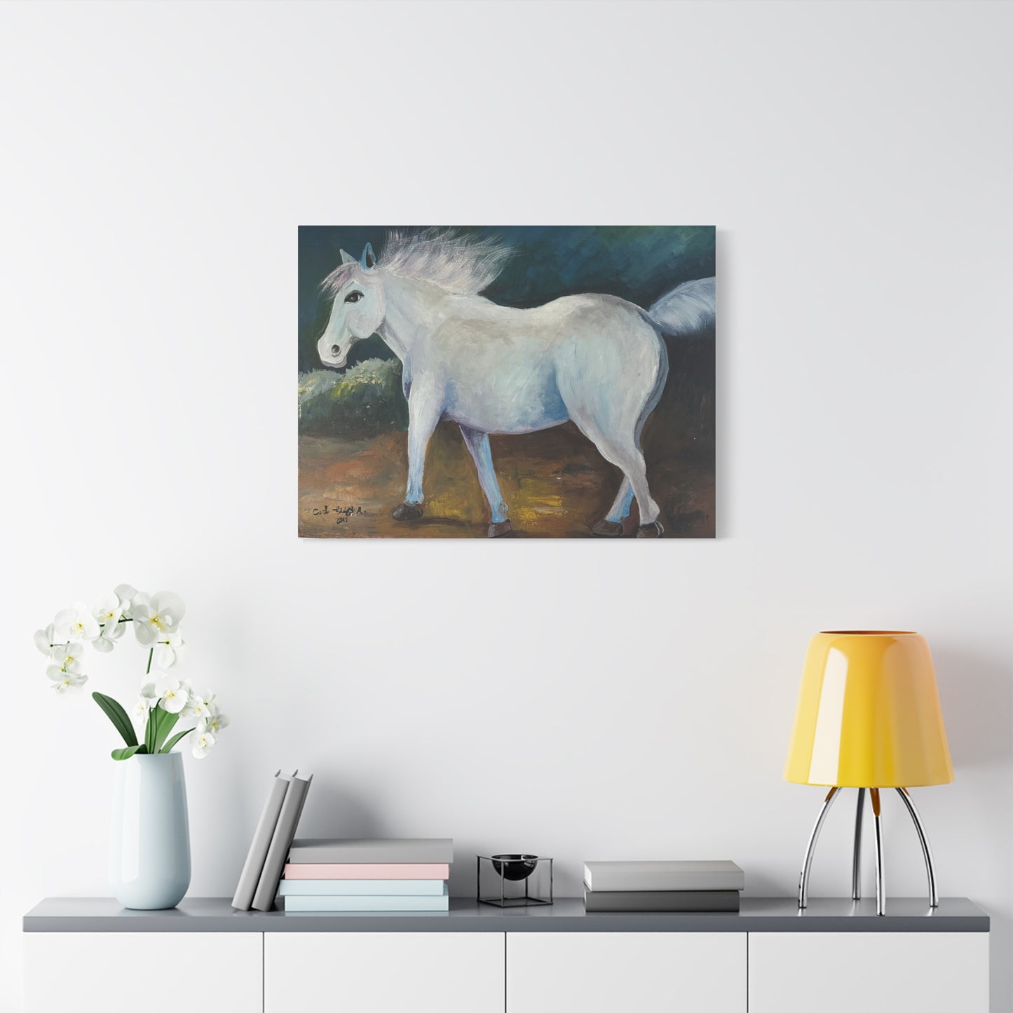 Canvas Art Print - White Horse