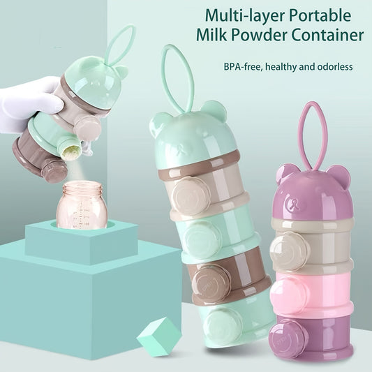 🍼 3/4-Layer Baby Formula Dispenser & Breast Milk Organizer: Leakproof, BPA-Free, Snap-Fit Lid - Travel-Friendly for On-the-Go Feeding