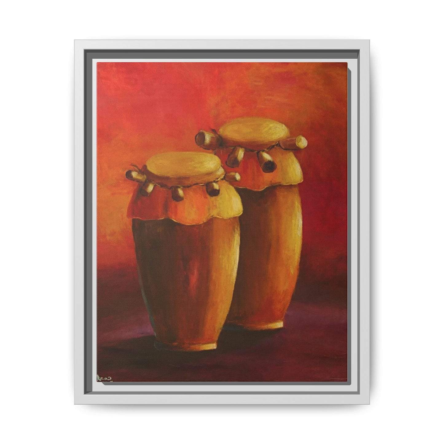 Canvas Wall Art - Haiti Cultural Drum, Matte Canvas, Framed