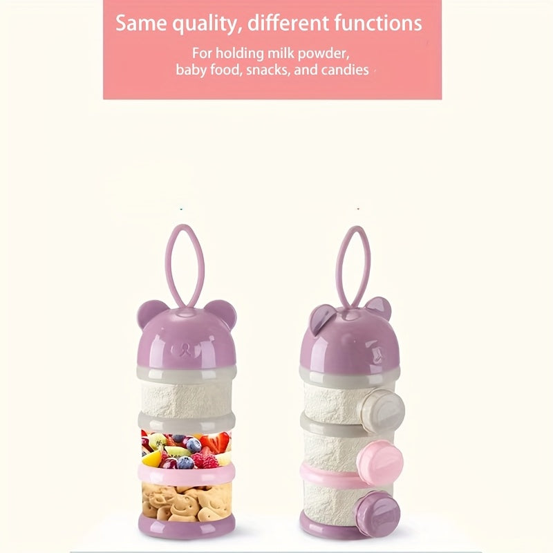 🍼 3/4-Layer Baby Formula Dispenser & Breast Milk Organizer: Leakproof, BPA-Free, Snap-Fit Lid - Travel-Friendly for On-the-Go Feeding
