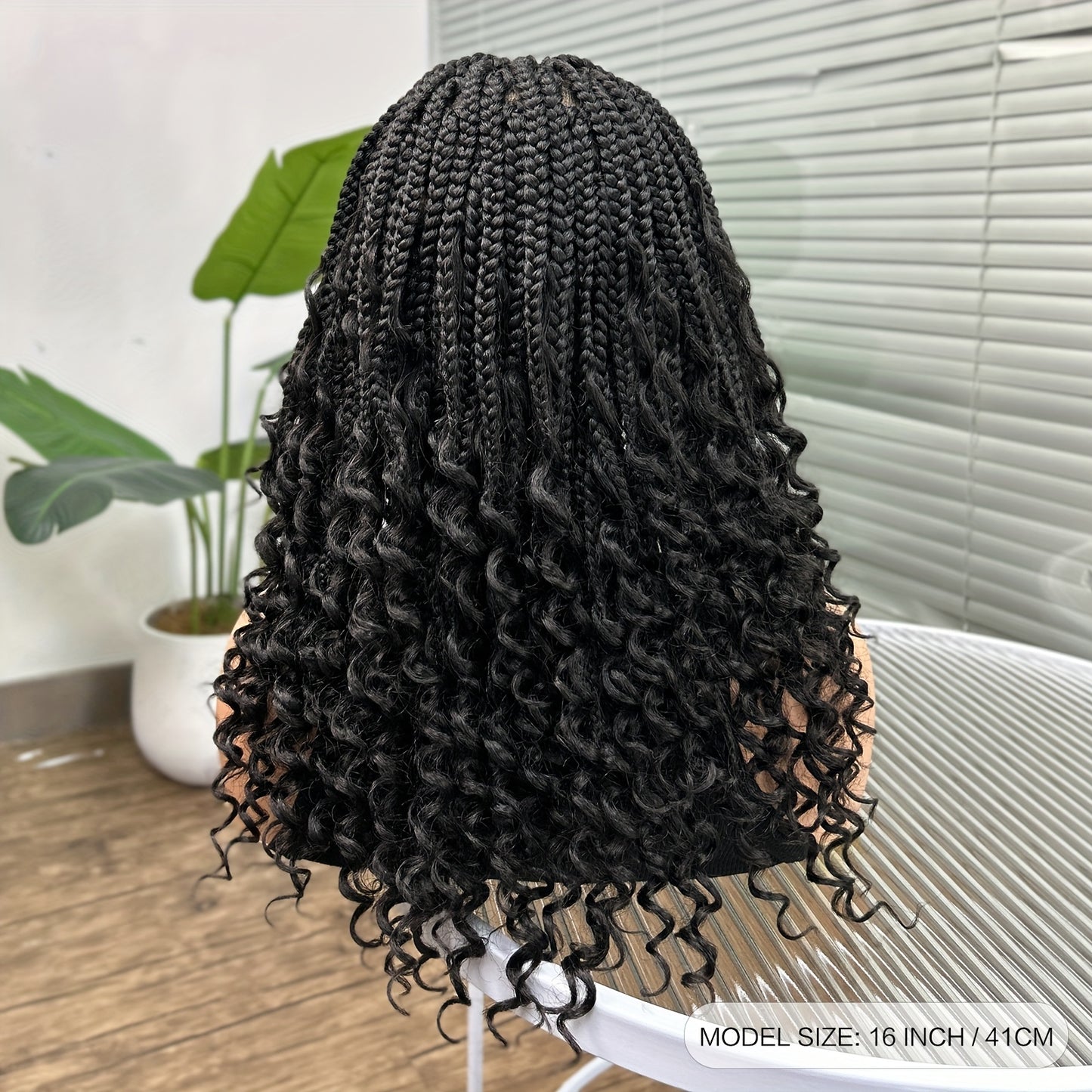 Square Woven Synthetic Full Lace Braided Wig w/ Curls