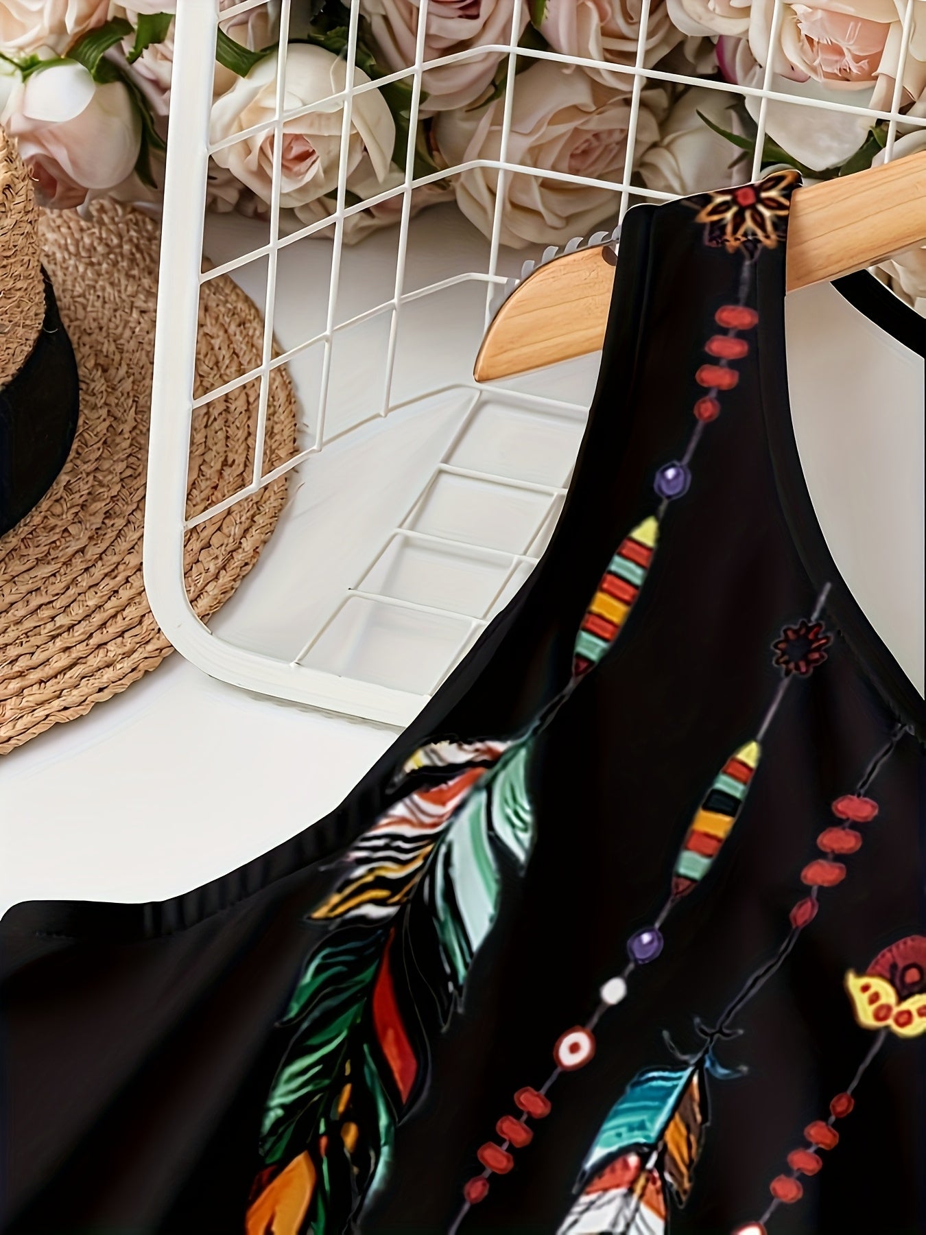 Summer V-neck Print Vest Dress