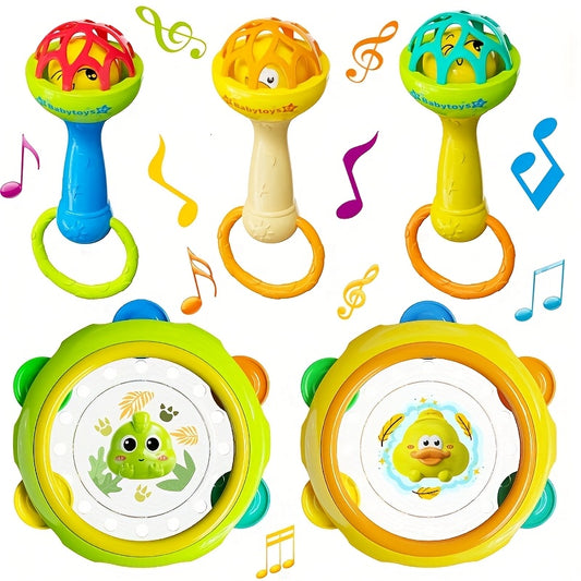 🥁 2025 New Style Baby Clapping Drum & Shaking Bell: Grasping Toy, Sensory Product for Parent-Child Interaction (Bright Colors, Ideal Halloween/Christmas Gift)