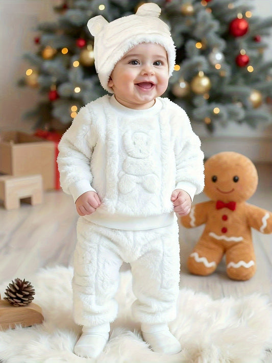 3-Piece Baby Boy Bear Set (Sweatshirt, Pants, Hat)