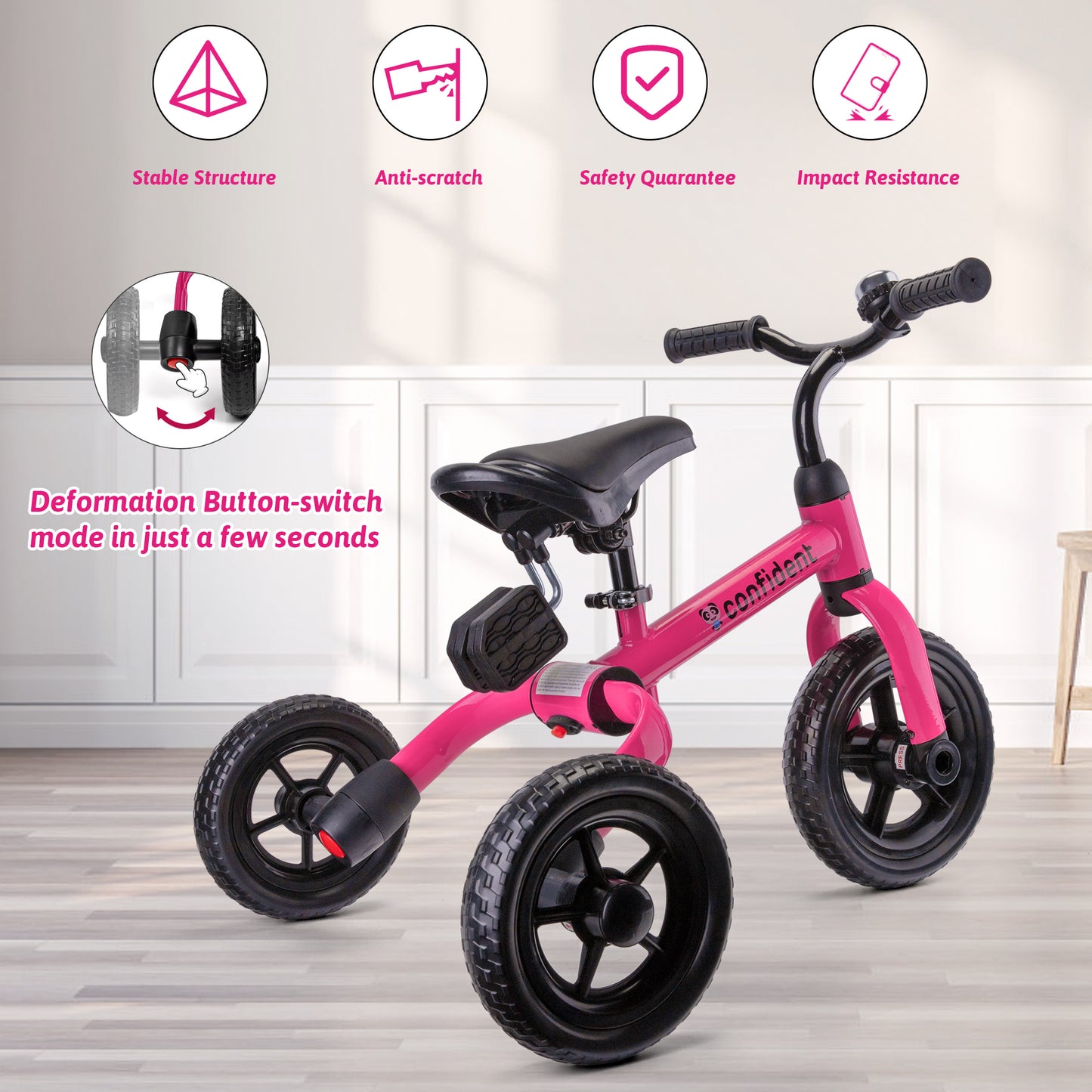 3-in-1 Kids Tricycle & Balance Bike (1-4 Years Old)