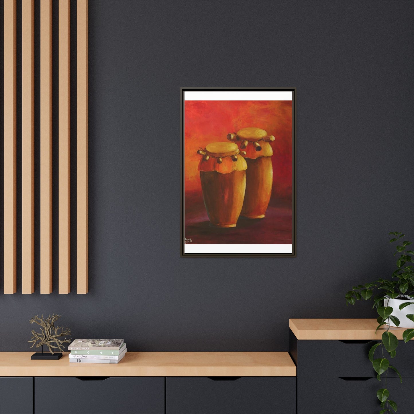 Canvas Wall Art - Haiti Cultural Drum, Matte Canvas, Framed