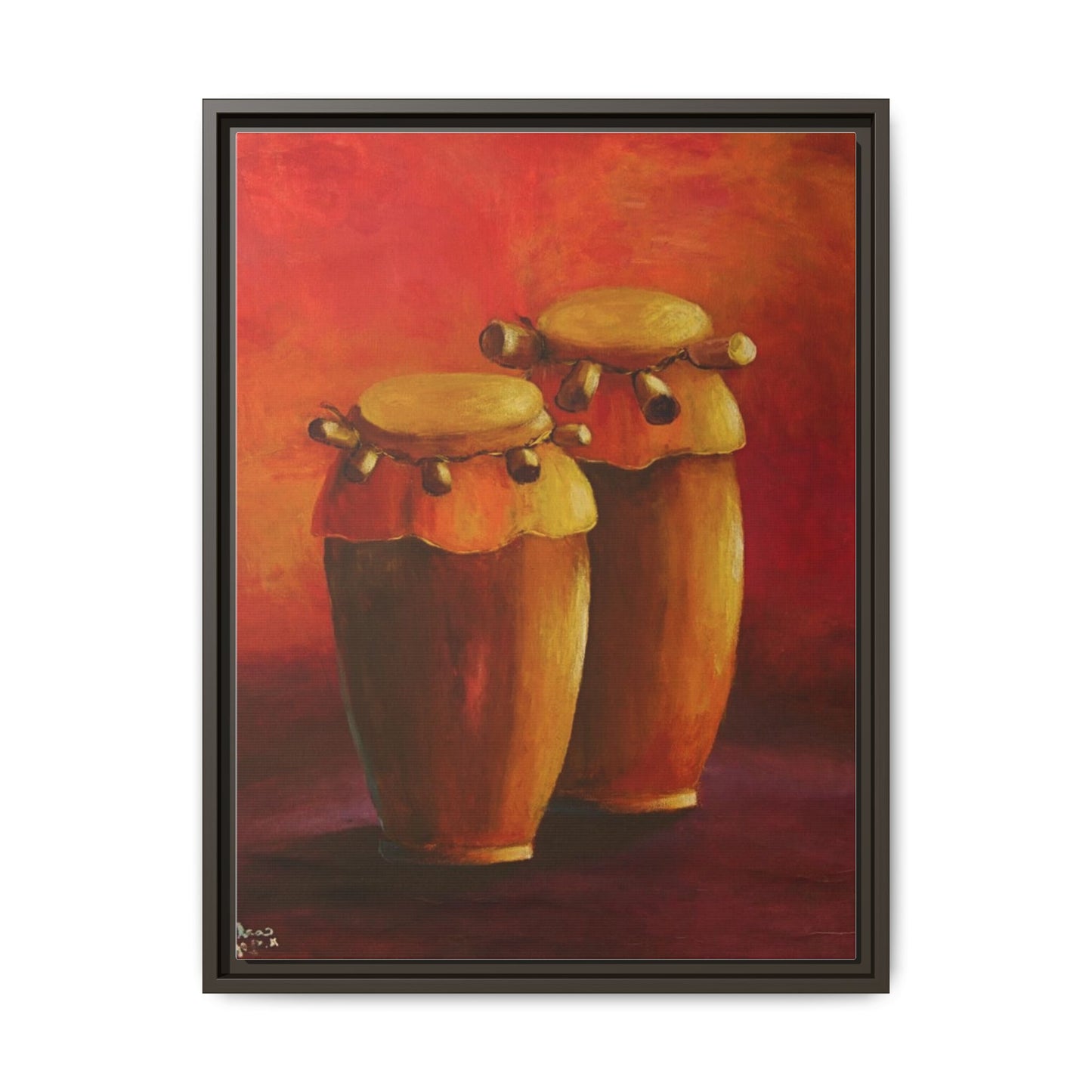 Canvas Wall Art - Haiti Cultural Drum, Matte Canvas, Framed