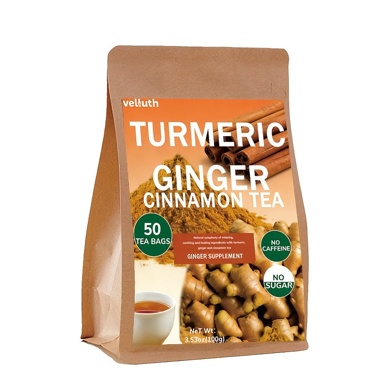 Pure Yellow Ginger Tea Bags – Caffeine-Free, No Sugar Added (25 or 50 Count)