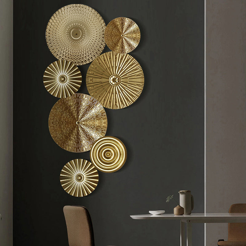 5/7pc Golden Metal Round Wall Hanging Set – Modern Luxury