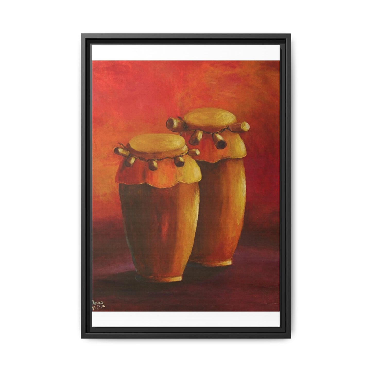Canvas Wall Art - Haiti Cultural Drum, Matte Canvas, Framed