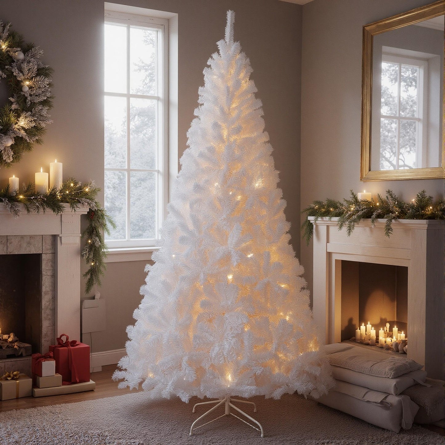 LIFEZEAL 8ft White Artificial Christmas Tree (1138 Tips)