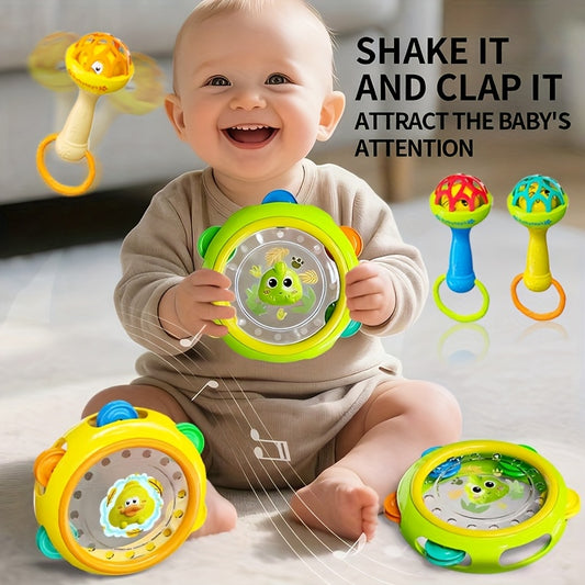🥁 2025 New Style Baby Clapping Drum & Shaking Bell: Grasping Toy, Sensory Product for Parent-Child Interaction (Bright Colors, Ideal Halloween/Christmas Gift)