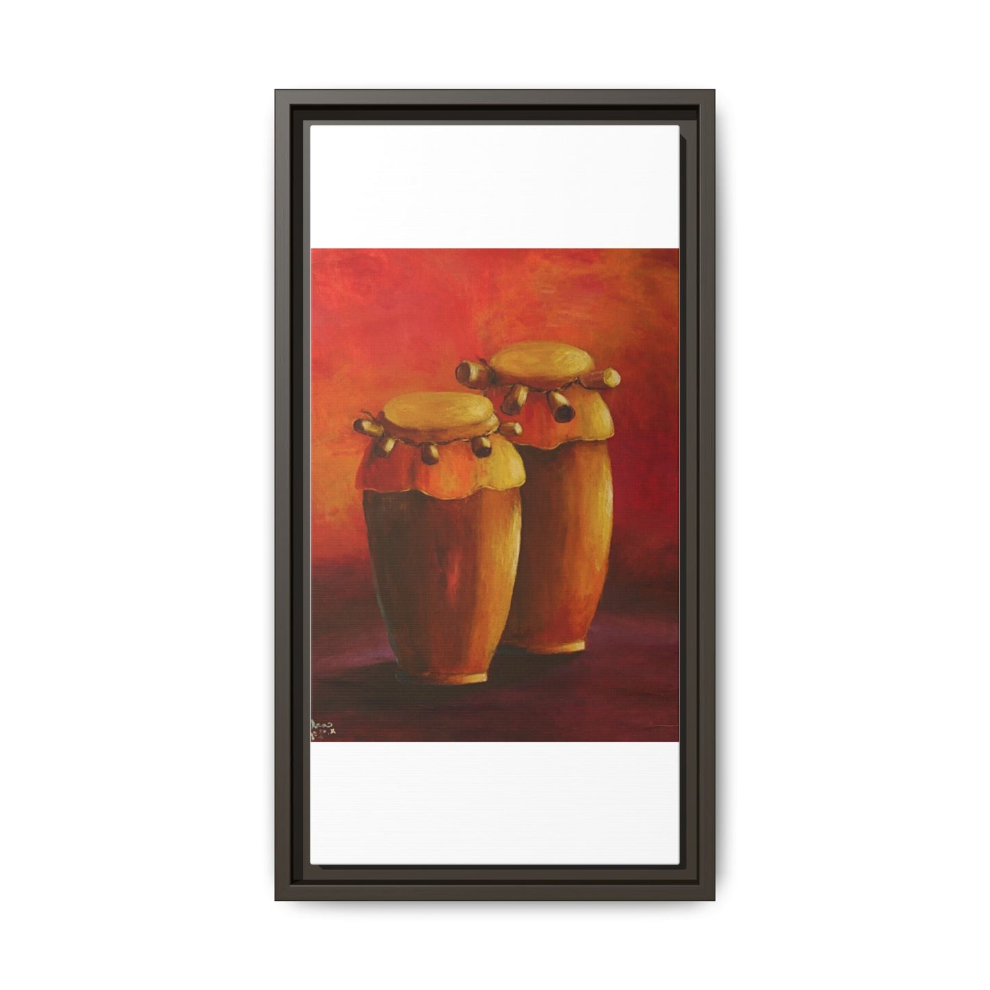 Canvas Wall Art - Haiti Cultural Drum, Matte Canvas, Framed