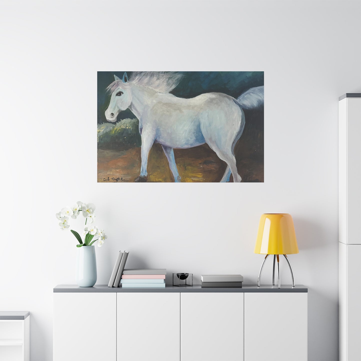 Canvas Art Print - White Horse