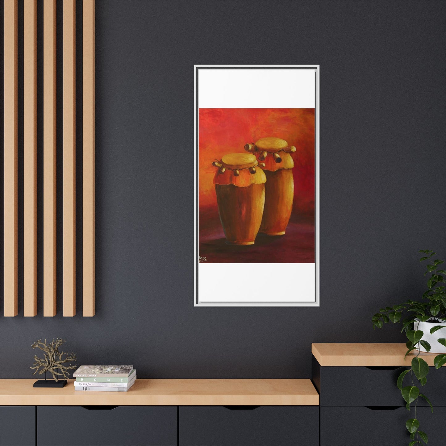 Canvas Wall Art - Haiti Cultural Drum, Matte Canvas, Framed