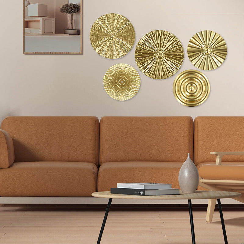 5/7pc Golden Metal Round Wall Hanging Set – Modern Luxury